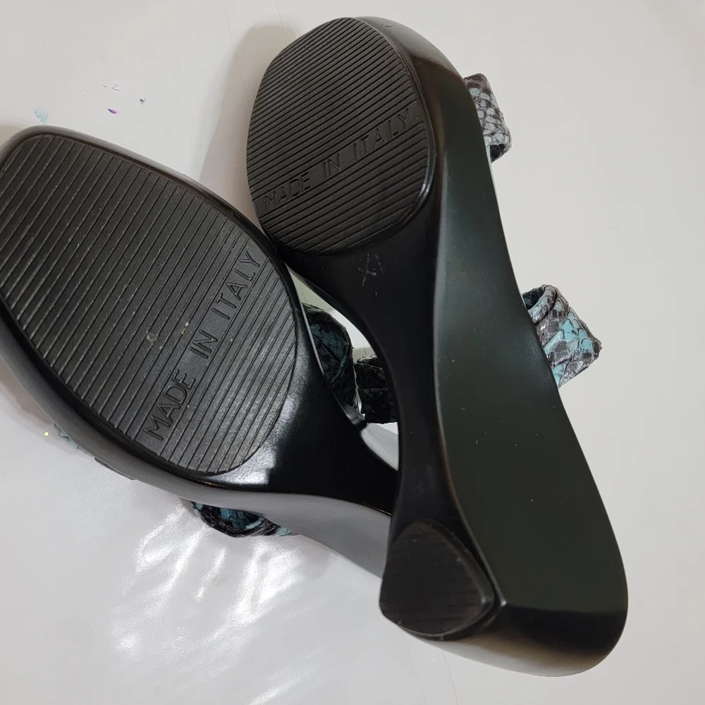 ITALIAN SHOEMAKERS Animal Print Wedge Sandals! Size 8 - Picture 3 of 8